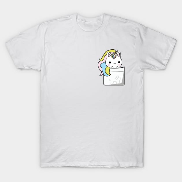 Pocket Unicorn Cat T-Shirt by Rowhick